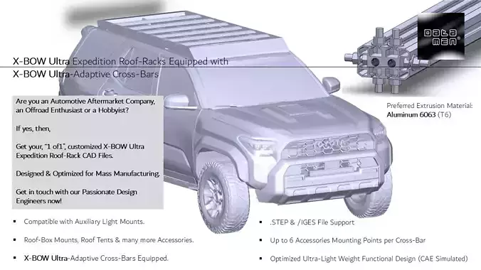 2025 TOYOTA 4Runner Roof Rack datamen X-BOW Ultra Cross Bars 3D model