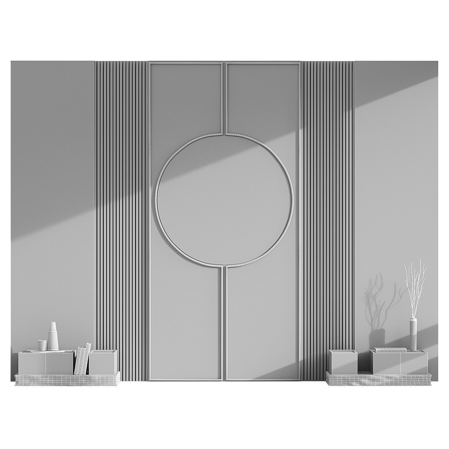 Decorative wall with plaster panel Summer Headboard 3D model_5