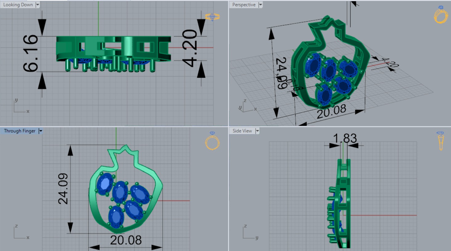 pomegranate jewelry pendant jp0249 3D print model_7
