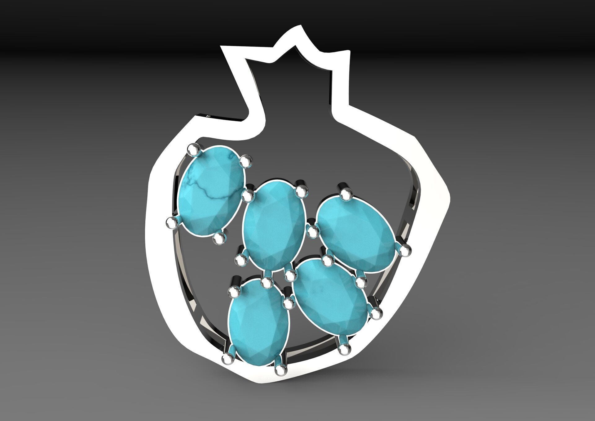 pomegranate jewelry pendant jp0249 3D print model_21