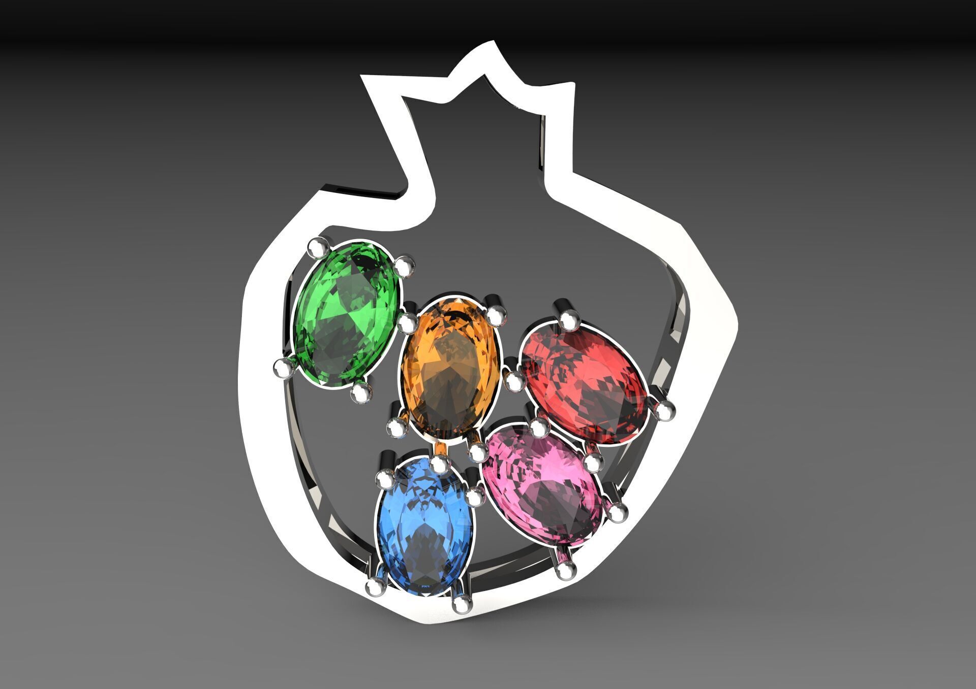 pomegranate jewelry pendant jp0249 3D print model_23