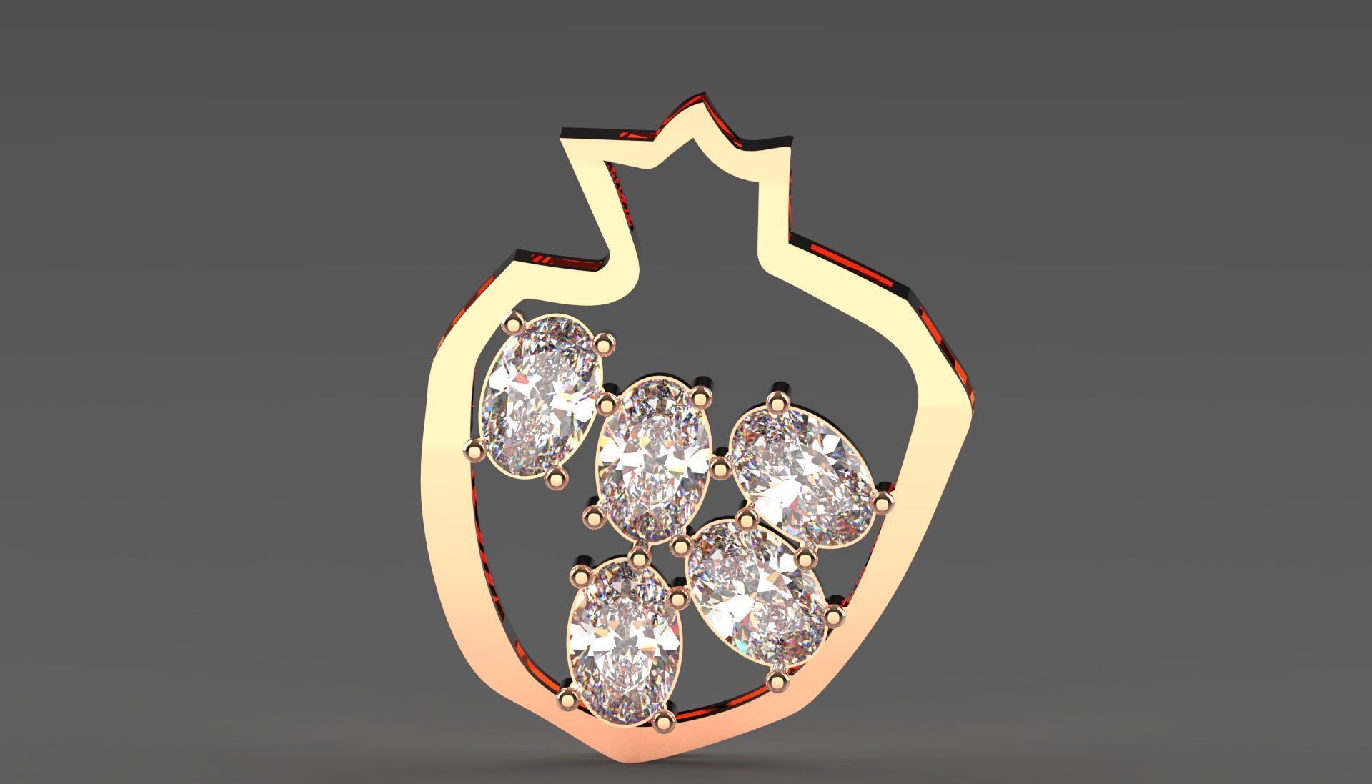 pomegranate jewelry pendant jp0249 3D print model_1