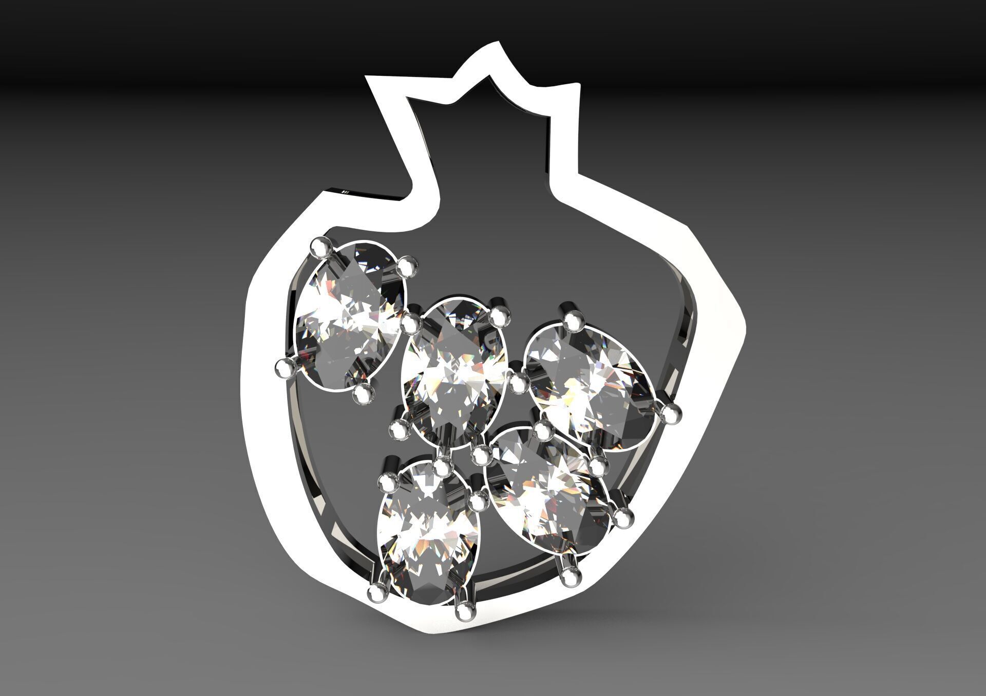 pomegranate jewelry pendant jp0249 3D print model_19
