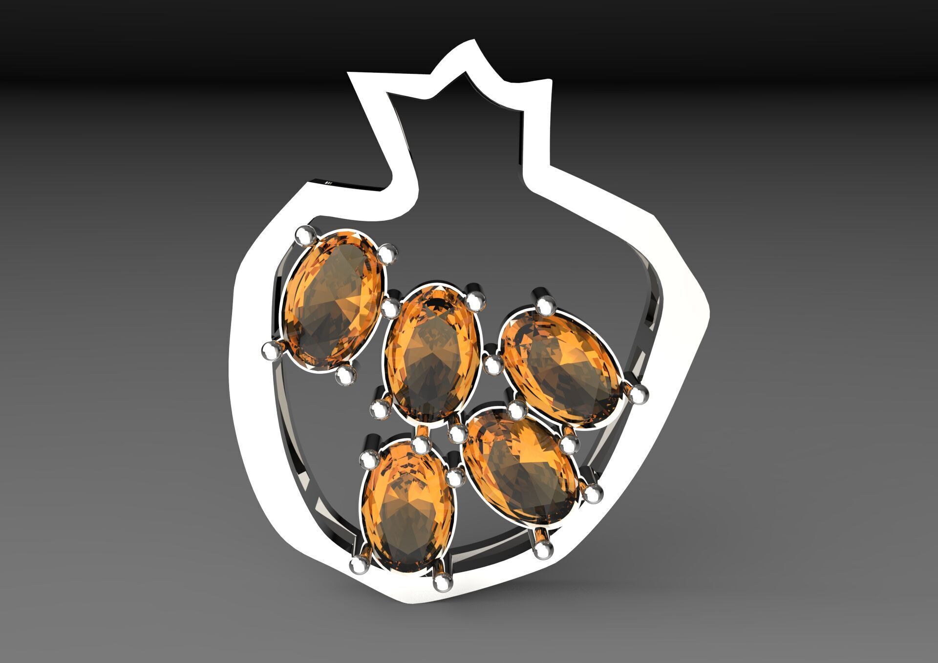 pomegranate jewelry pendant jp0249 3D print model_22