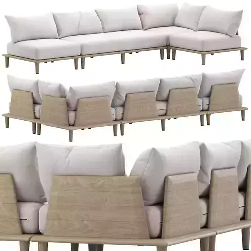 CB2 Baixa Wood Outdoor Sofa 3D model