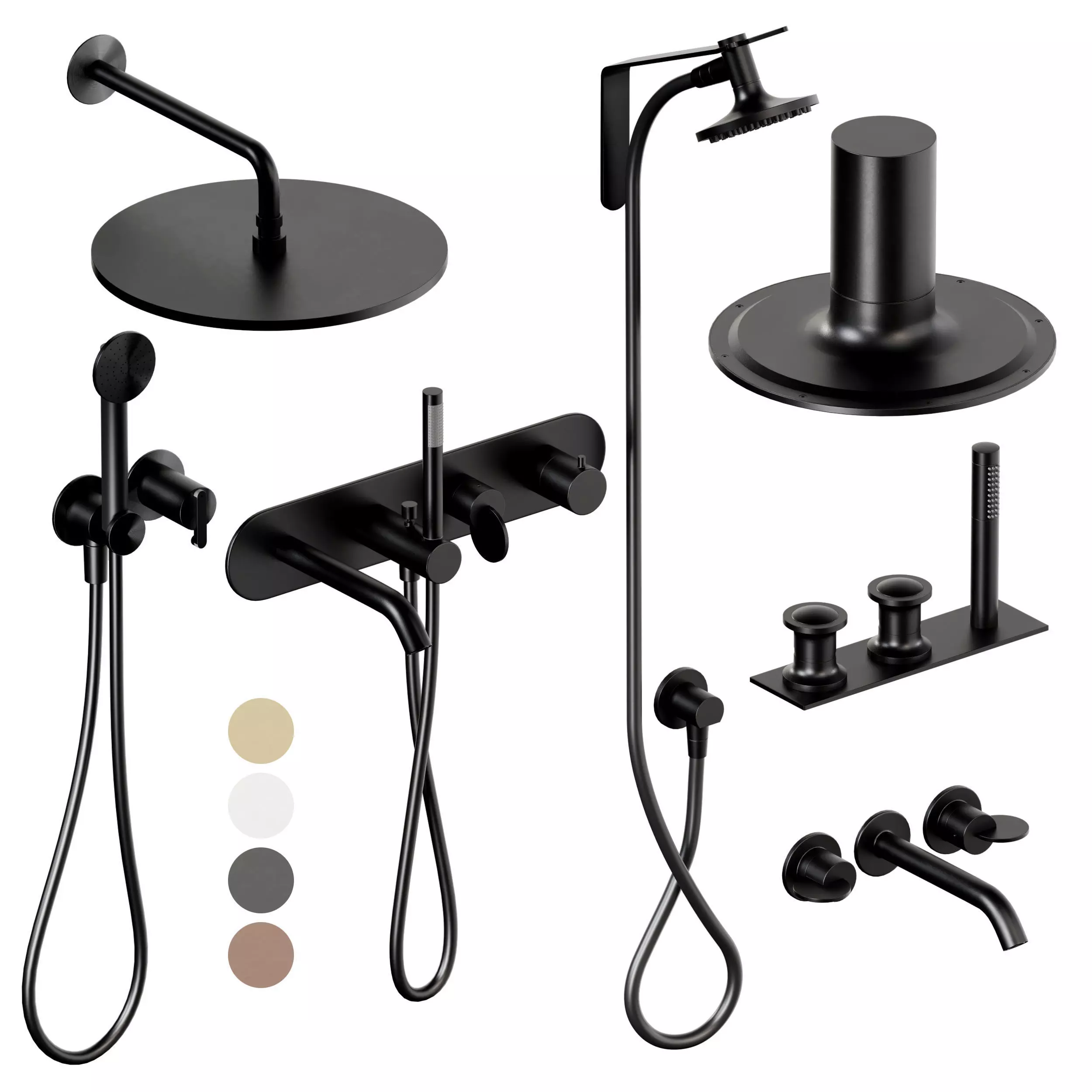 A set of faucets and shower heads and bathtubs 001 3D model_0