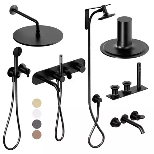 A set of faucets and shower heads and bathtubs 001