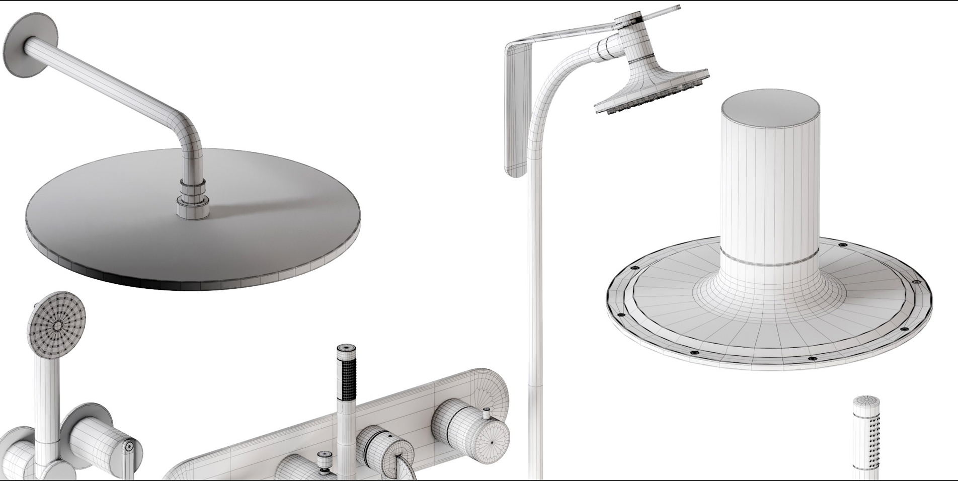 A set of faucets and shower heads and bathtubs 001 3D model_9