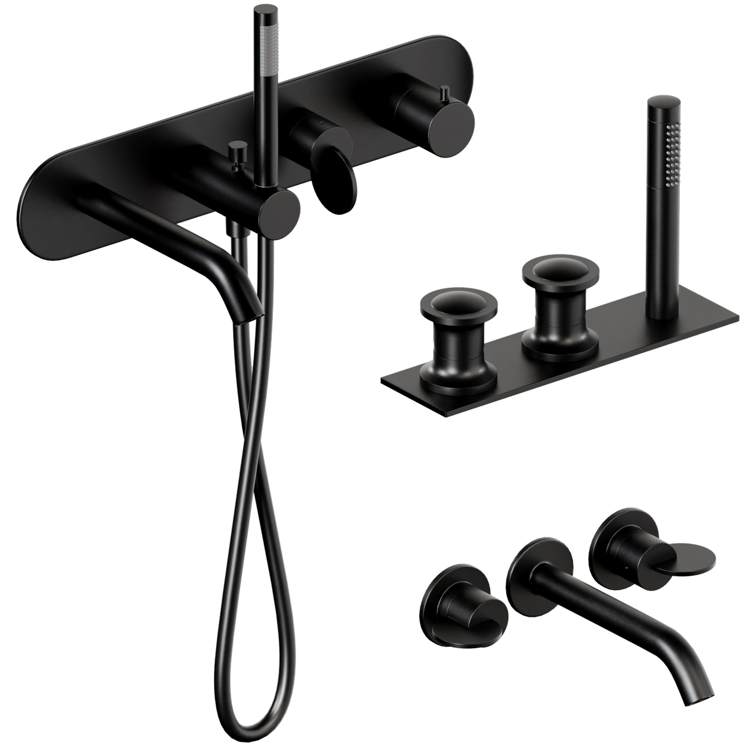 A set of faucets and shower heads and bathtubs 001 3D model_4