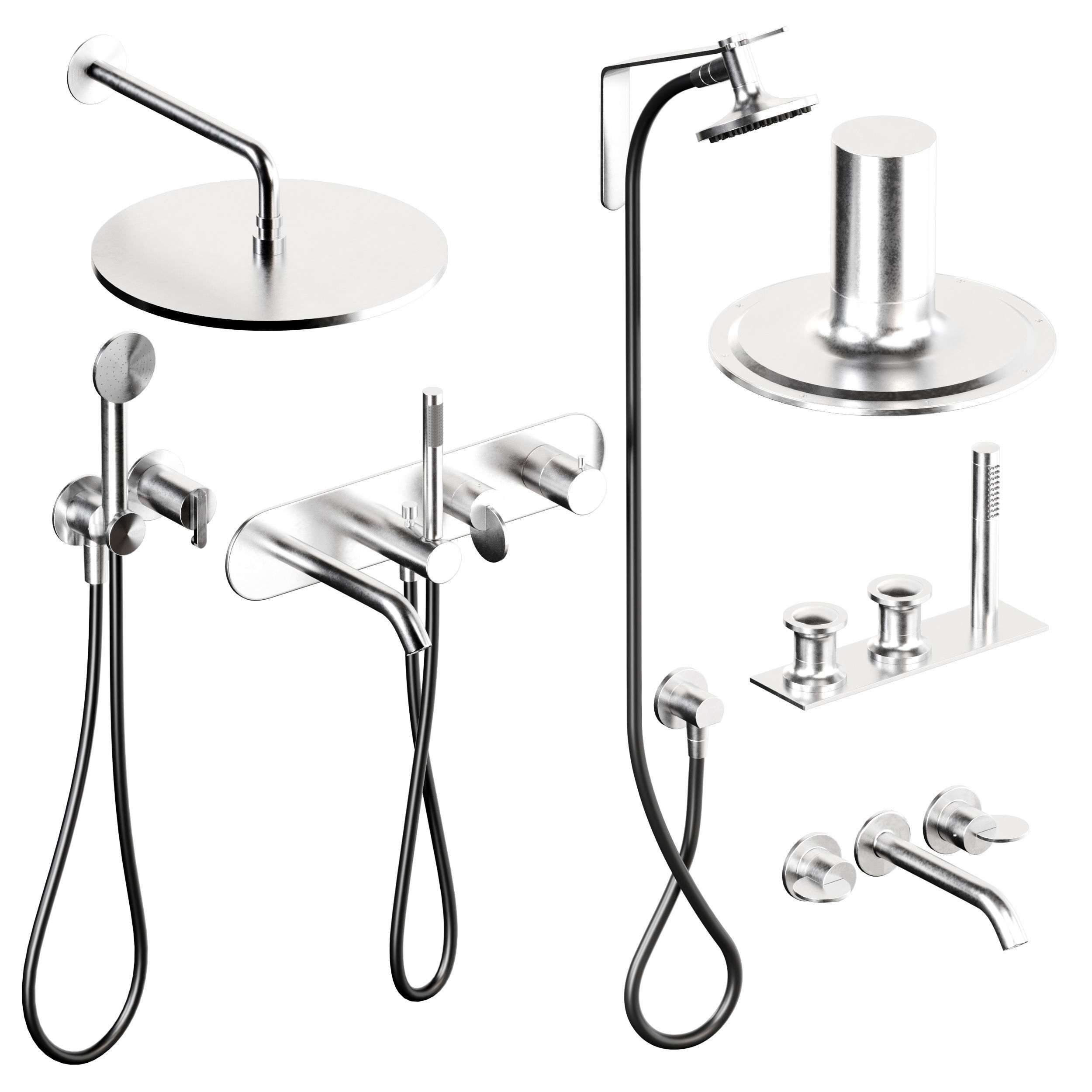 A set of faucets and shower heads and bathtubs 001 3D model_2