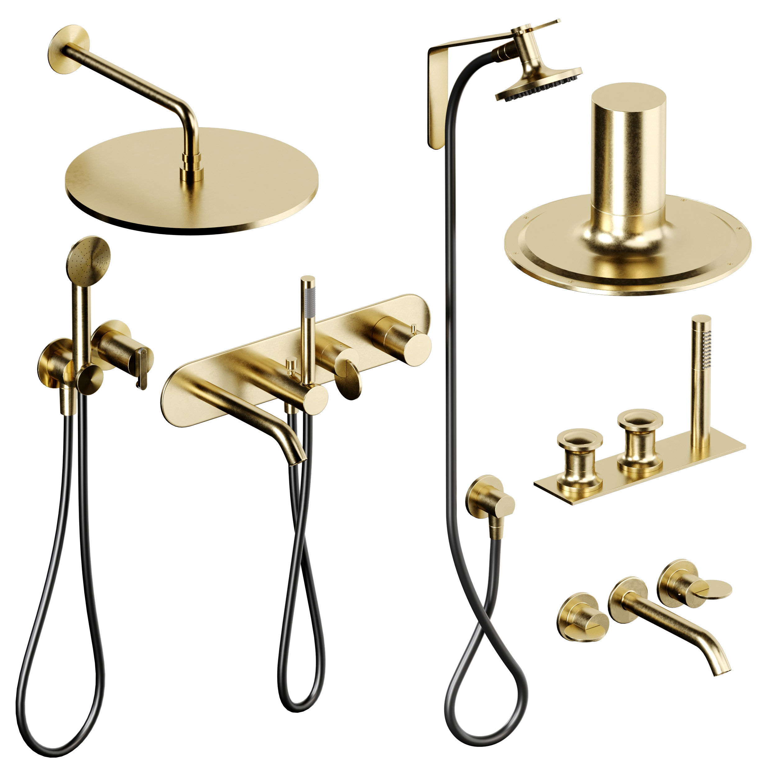 A set of faucets and shower heads and bathtubs 001 3D model_3