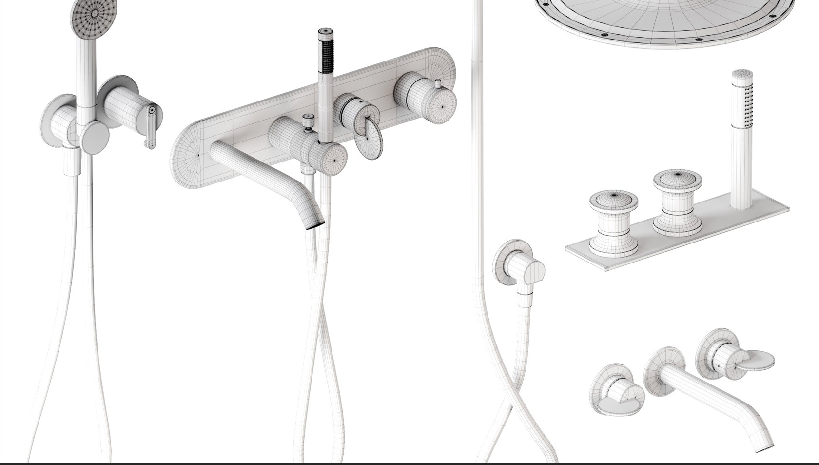 A set of faucets and shower heads and bathtubs 001 3D model_11