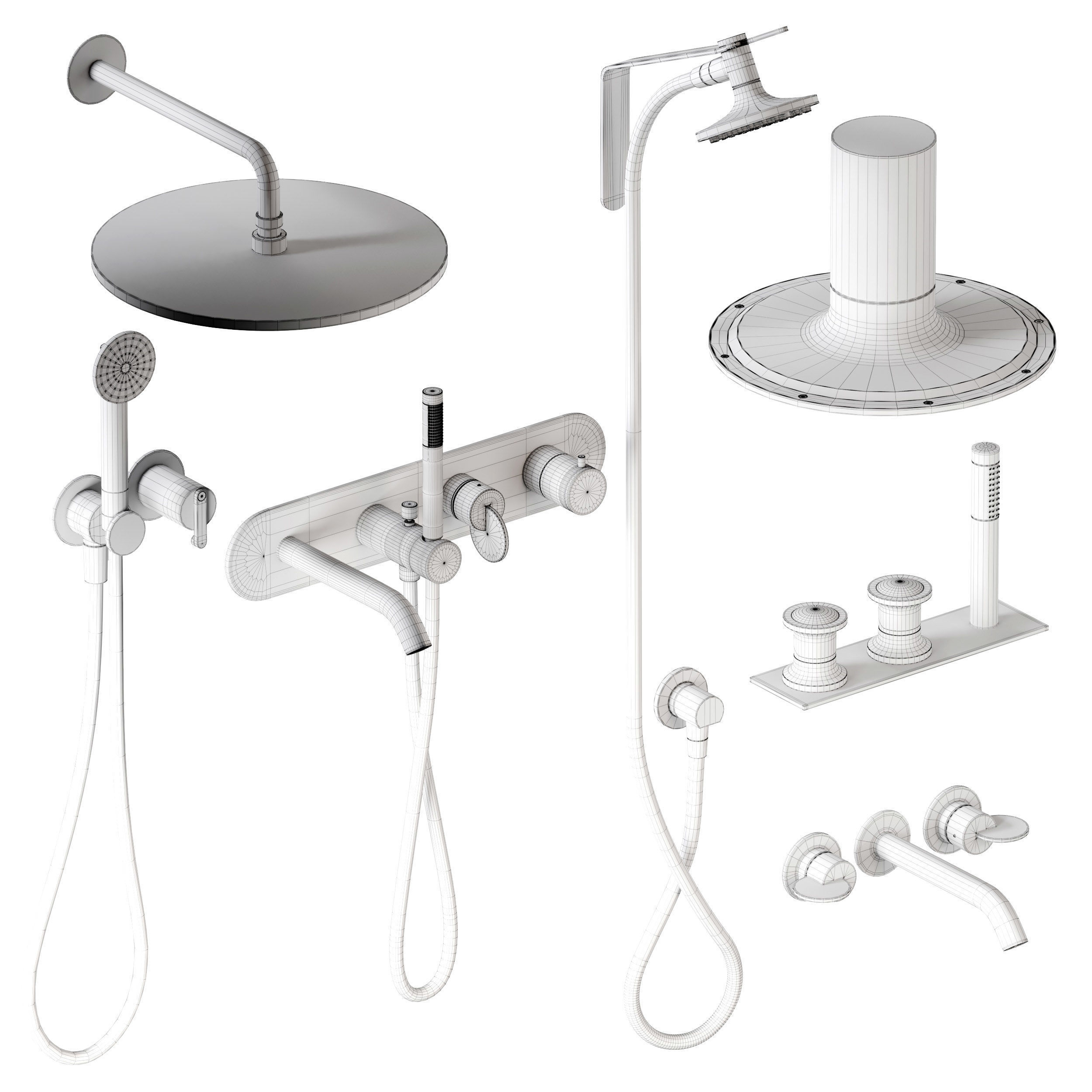 A set of faucets and shower heads and bathtubs 001 3D model_5