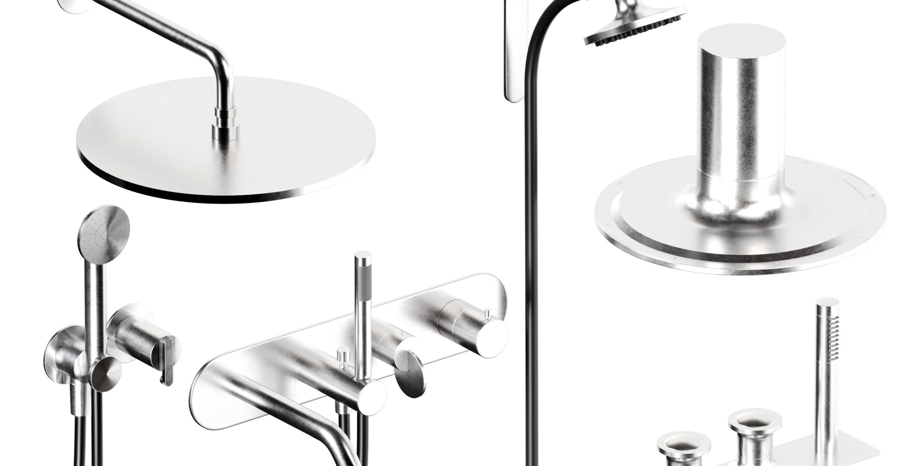 A set of faucets and shower heads and bathtubs 001 3D model_12