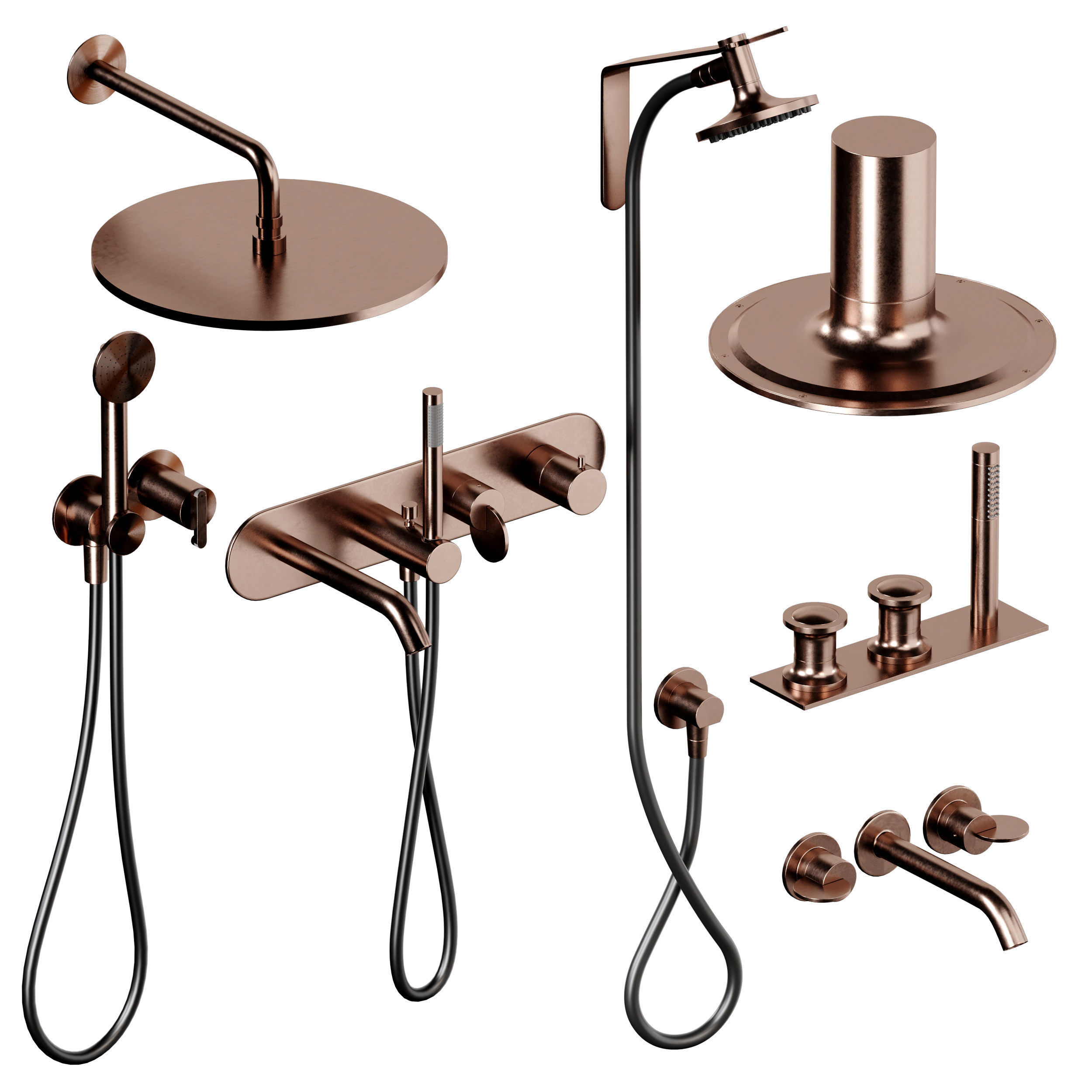 A set of faucets and shower heads and bathtubs 001 3D model_1