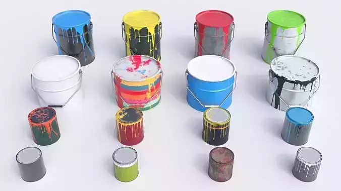 Paint cans  Low-poly 3D model Paint cans  Low-poly 3D model
