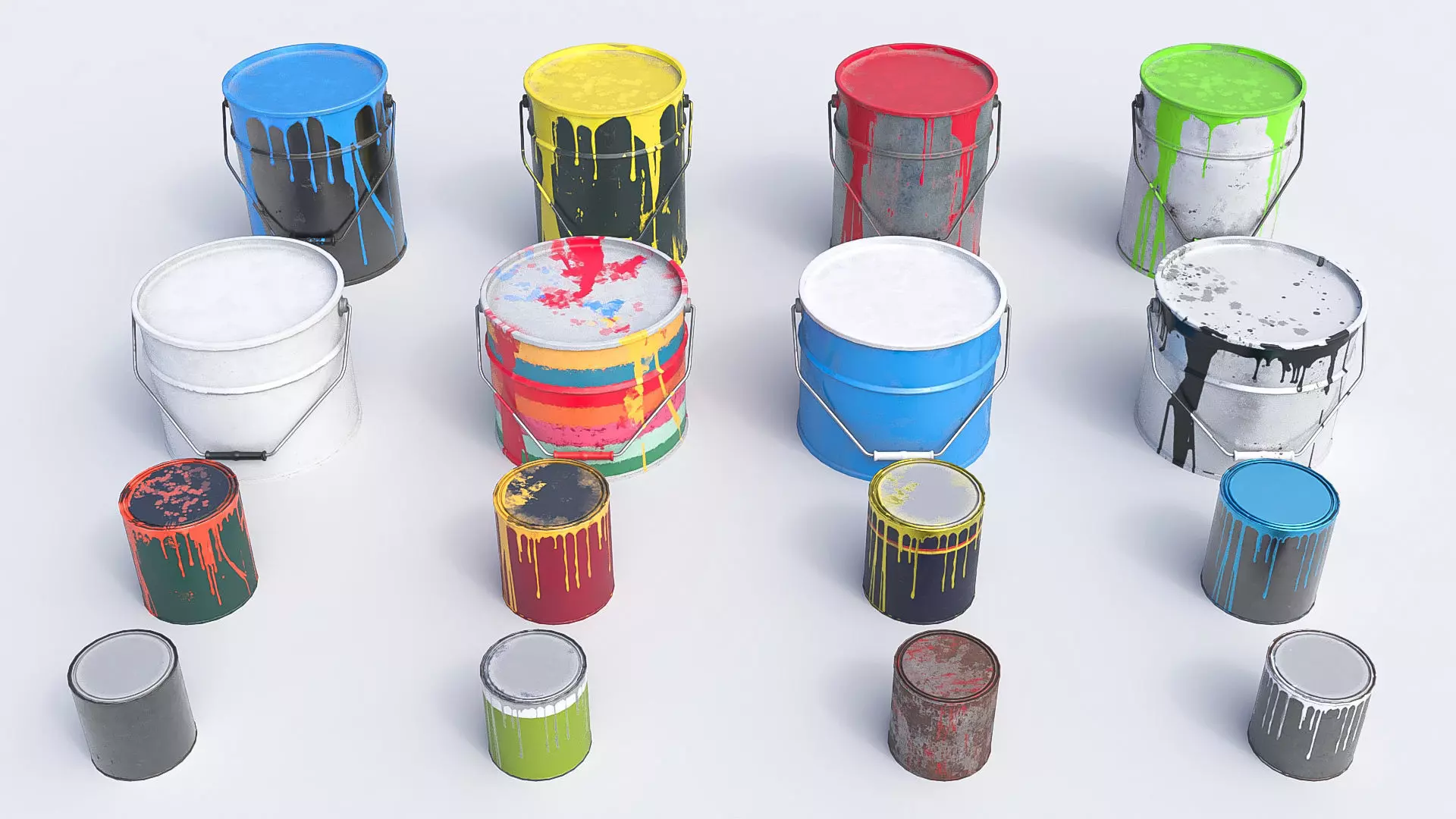 Paint cans  Low-poly 3D model_0