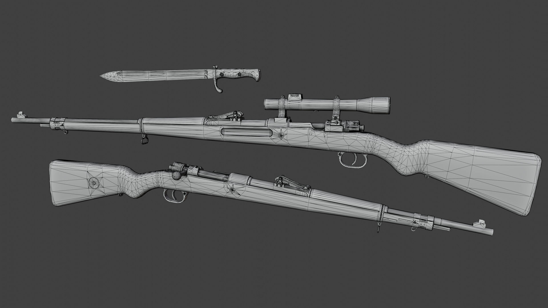 Gewehr 98 Low-poly 3D model_10