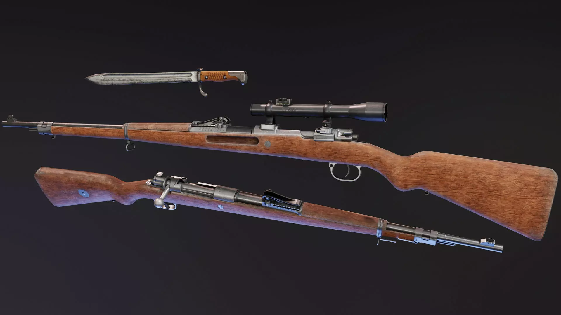 Gewehr 98 Low-poly 3D model_0