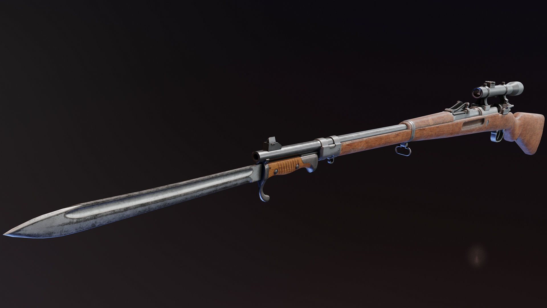 Gewehr 98 Low-poly 3D model_2