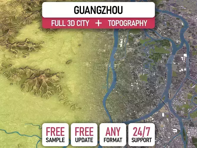 Guangzhou - 3D City Topography Terrain 3D Model Collection