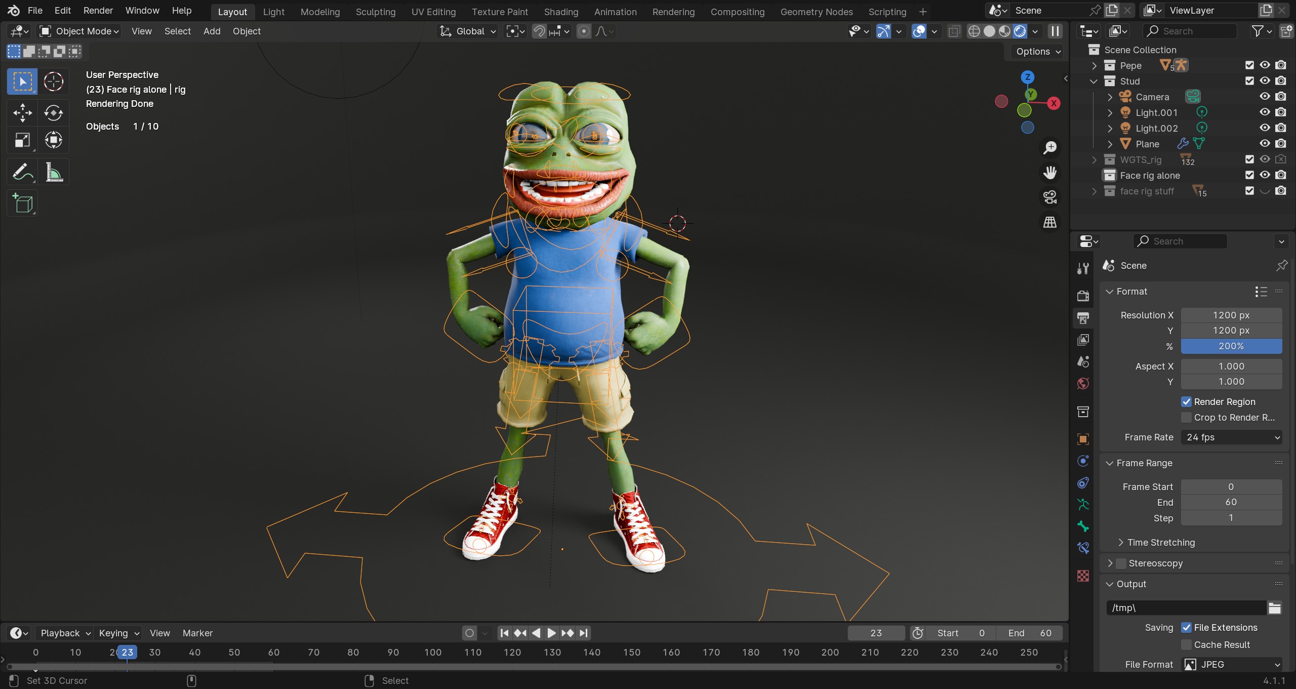 Pepe the Frog Cartoon Character Model Rigged  Low-poly 3D model_19