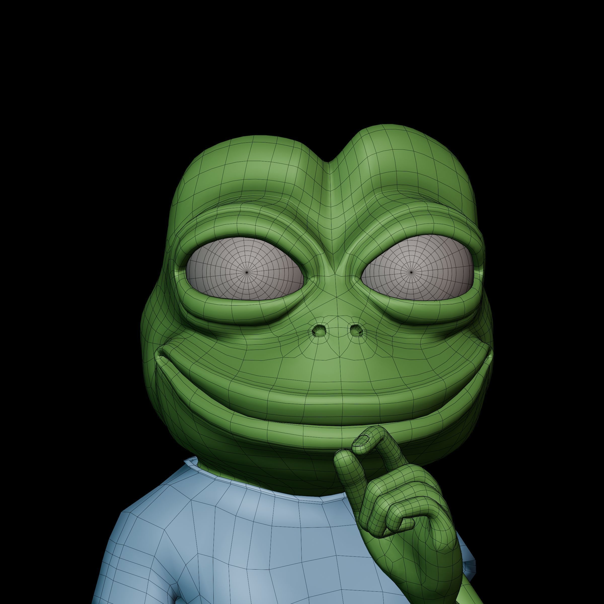 Pepe the Frog Cartoon Character Model Rigged  Low-poly 3D model_17