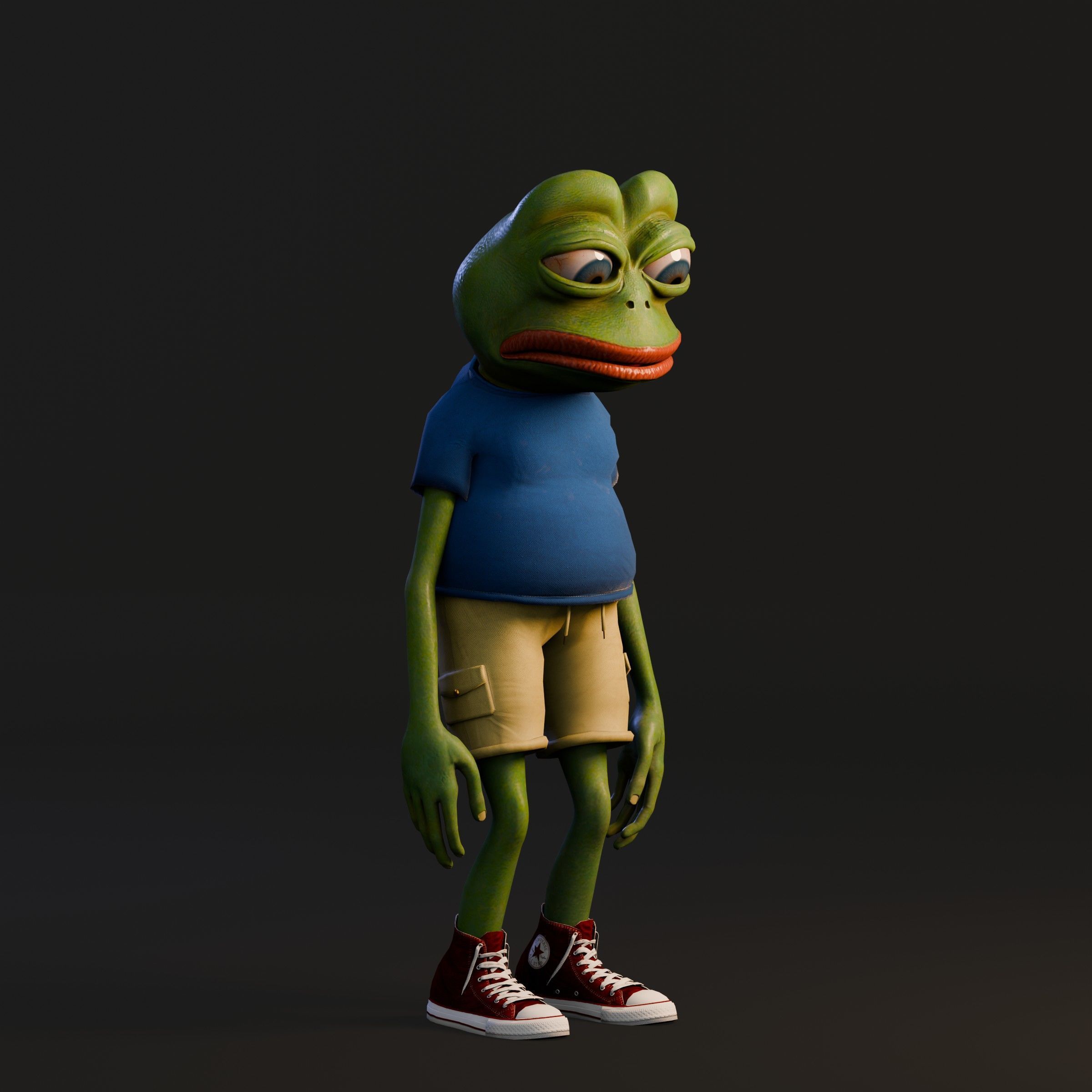 Pepe the Frog Cartoon Character Model Rigged  Low-poly 3D model_8