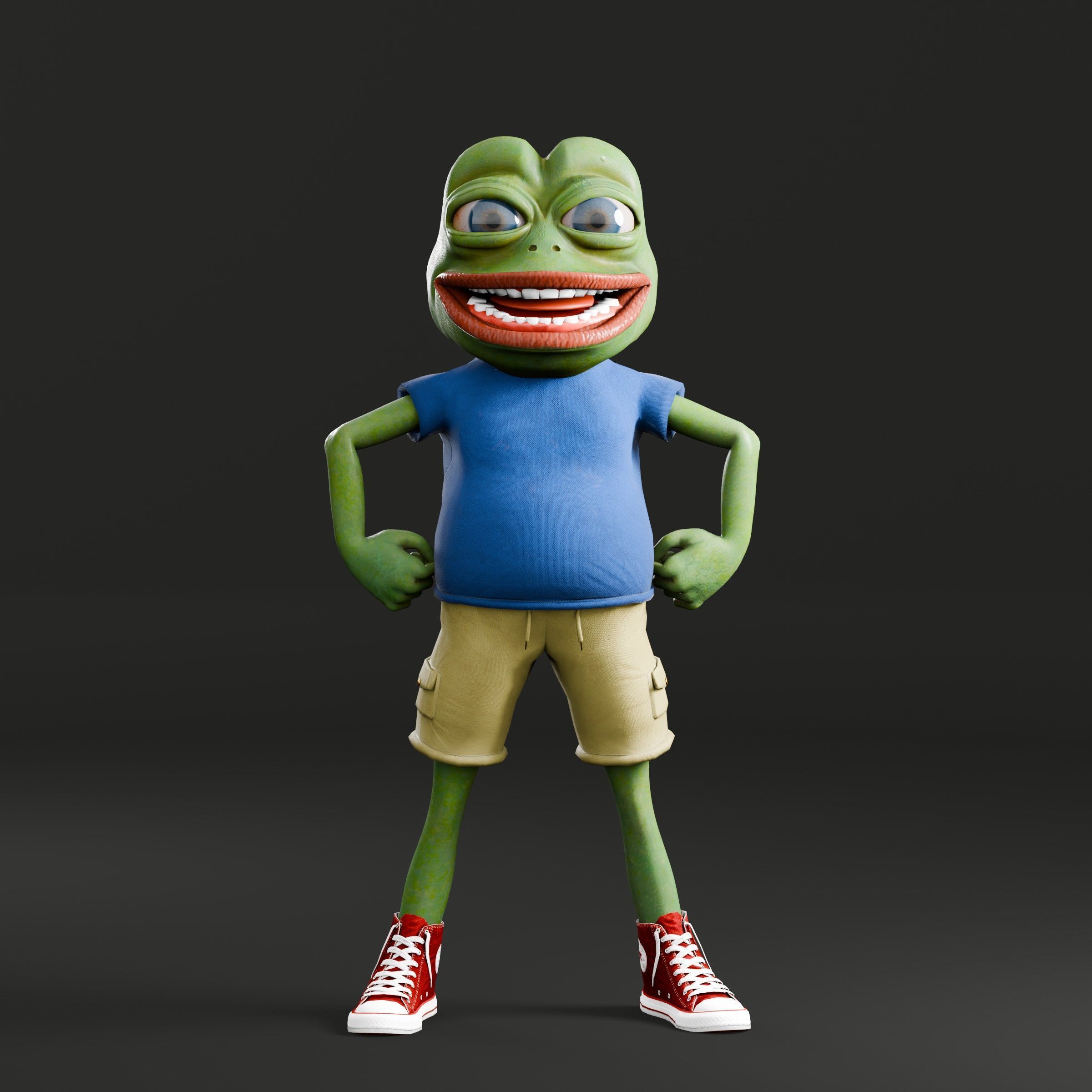 Pepe the Frog Cartoon Character Model Rigged  Low-poly 3D model_7
