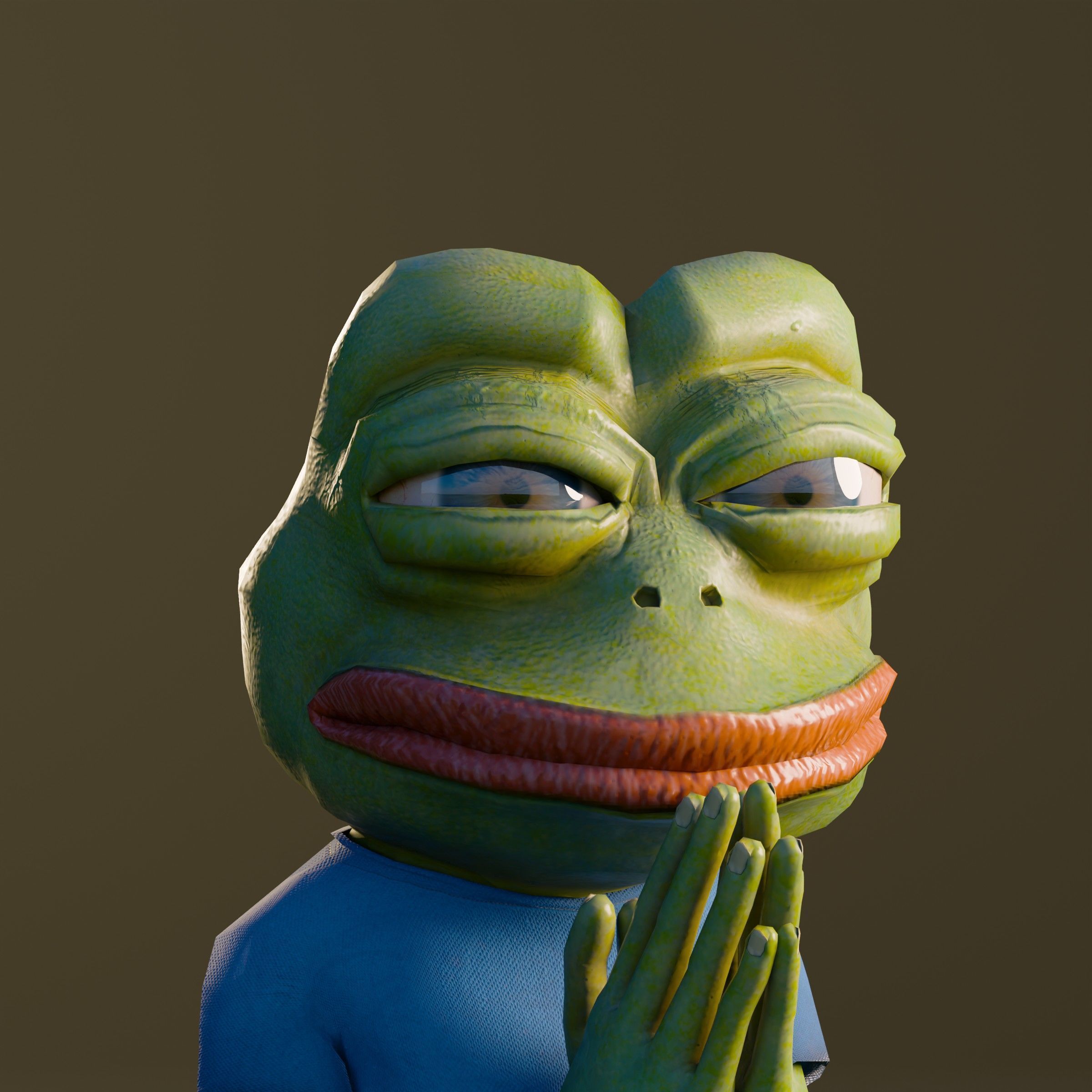 Pepe the Frog Cartoon Character Model Rigged  Low-poly 3D model_12