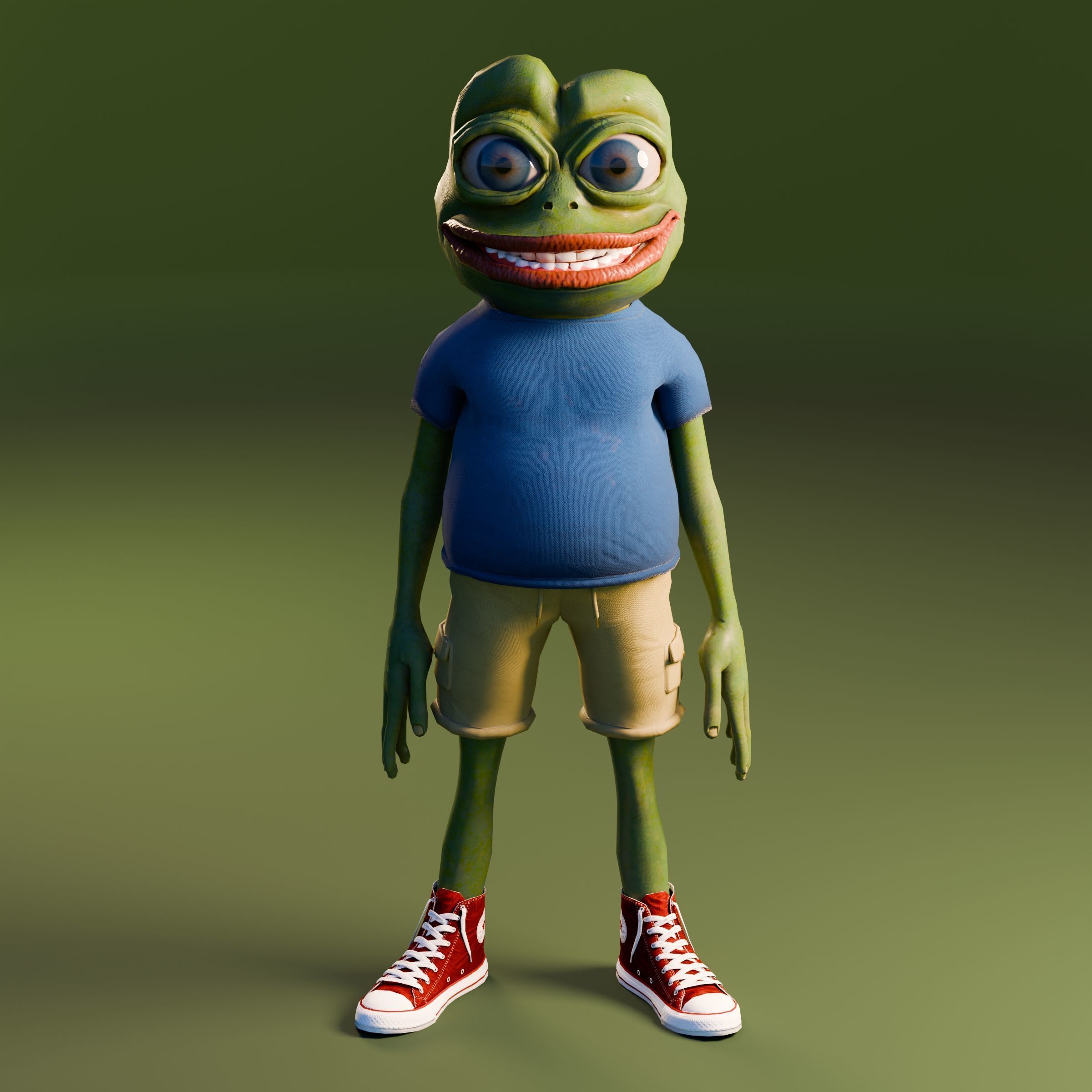 Pepe the Frog Cartoon Character Model Rigged  Low-poly 3D model_9