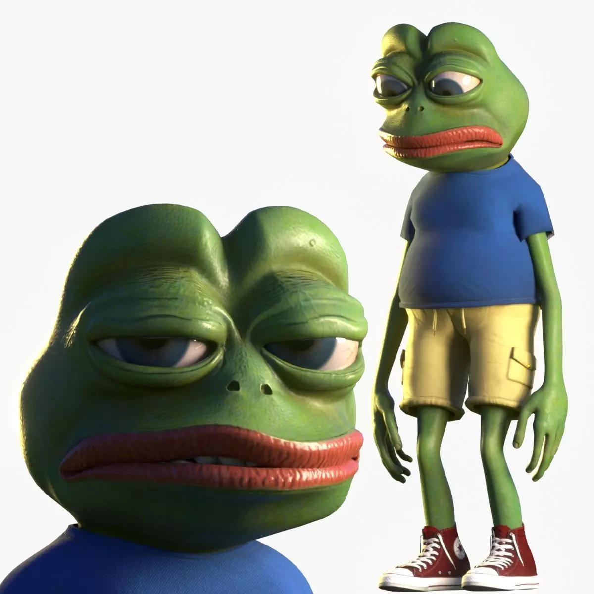 Pepe the Frog Cartoon Character Model Rigged  Low-poly 3D model_0
