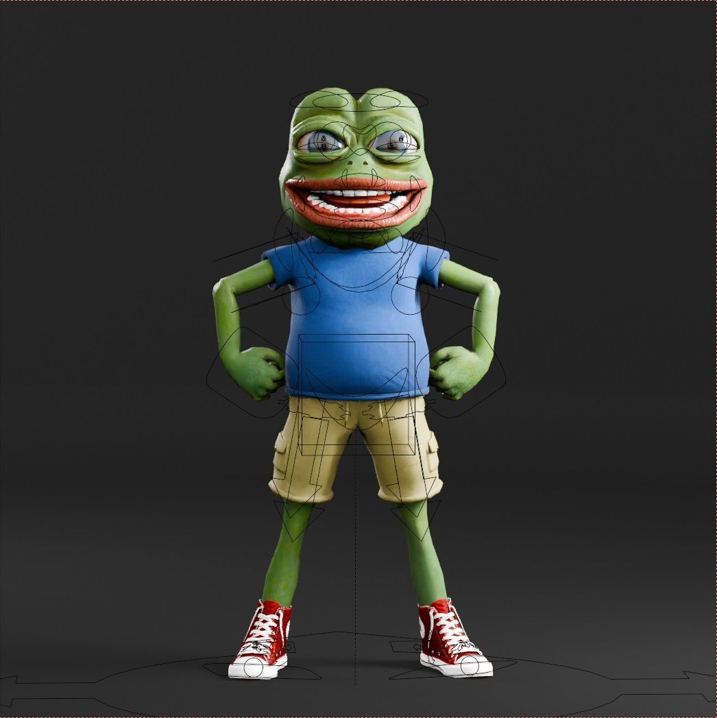 Pepe the Frog Cartoon Character Model Rigged  Low-poly 3D model_18