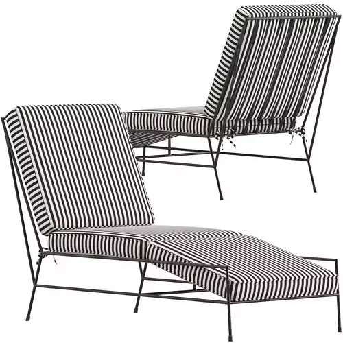 CB2 Pavilion Black Outdoor Chaise Lounge Chair 