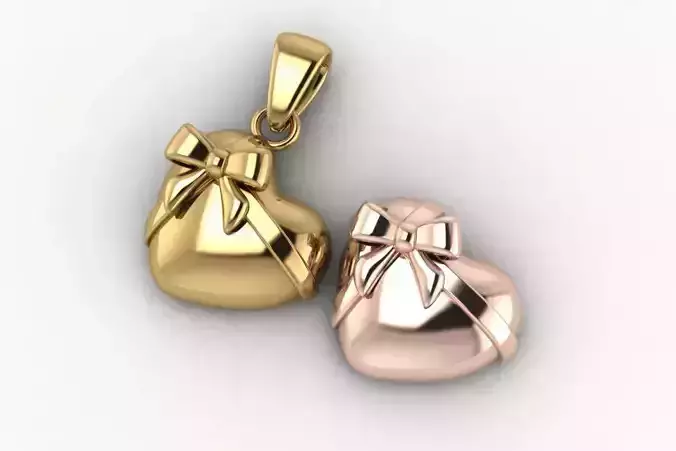 Pendant gift box heart 3D print model