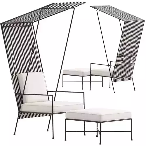 CB2 Cabana Lounge Chair and Ottoman 3D model
