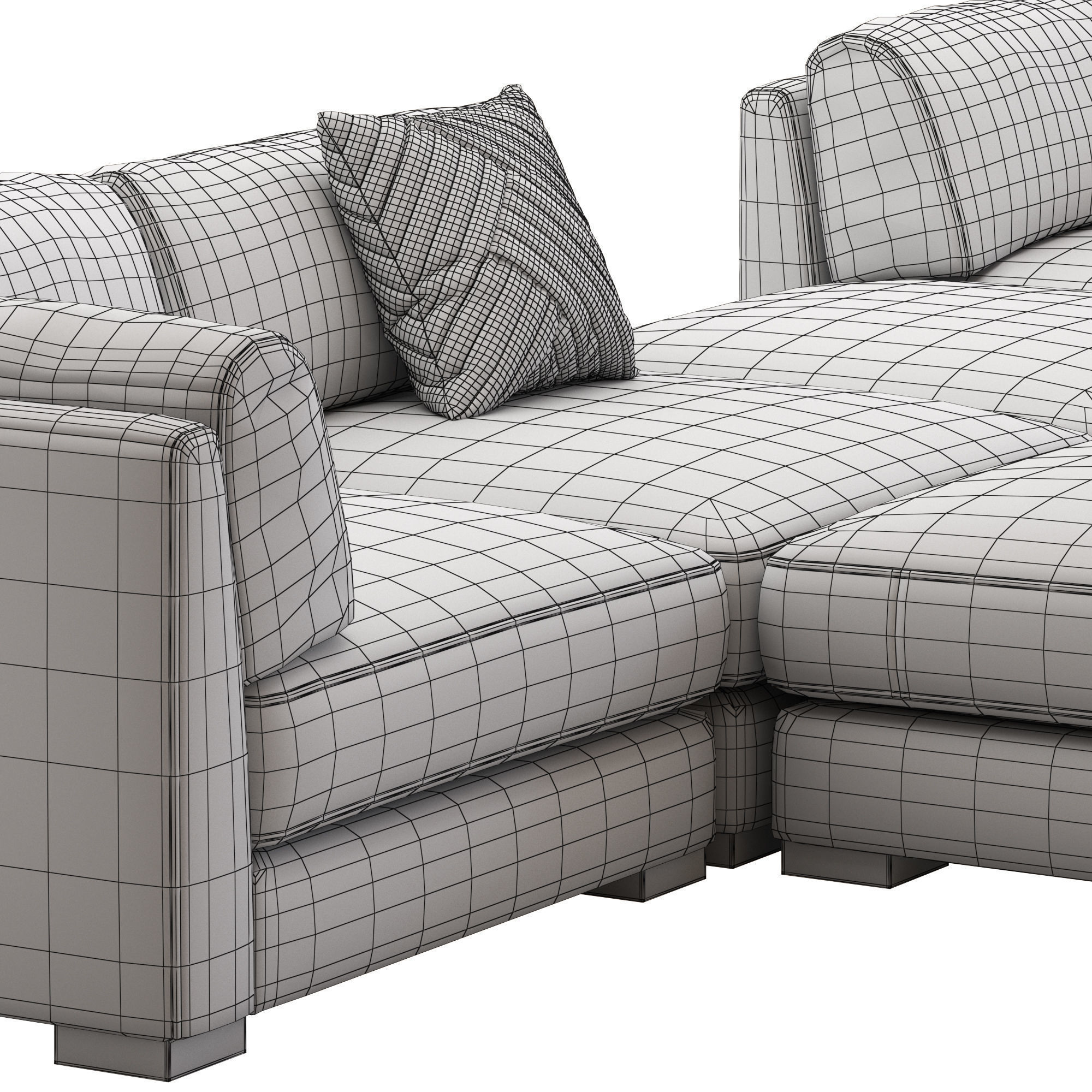 CB2 Plazza Sectional Sofa 3D model_4