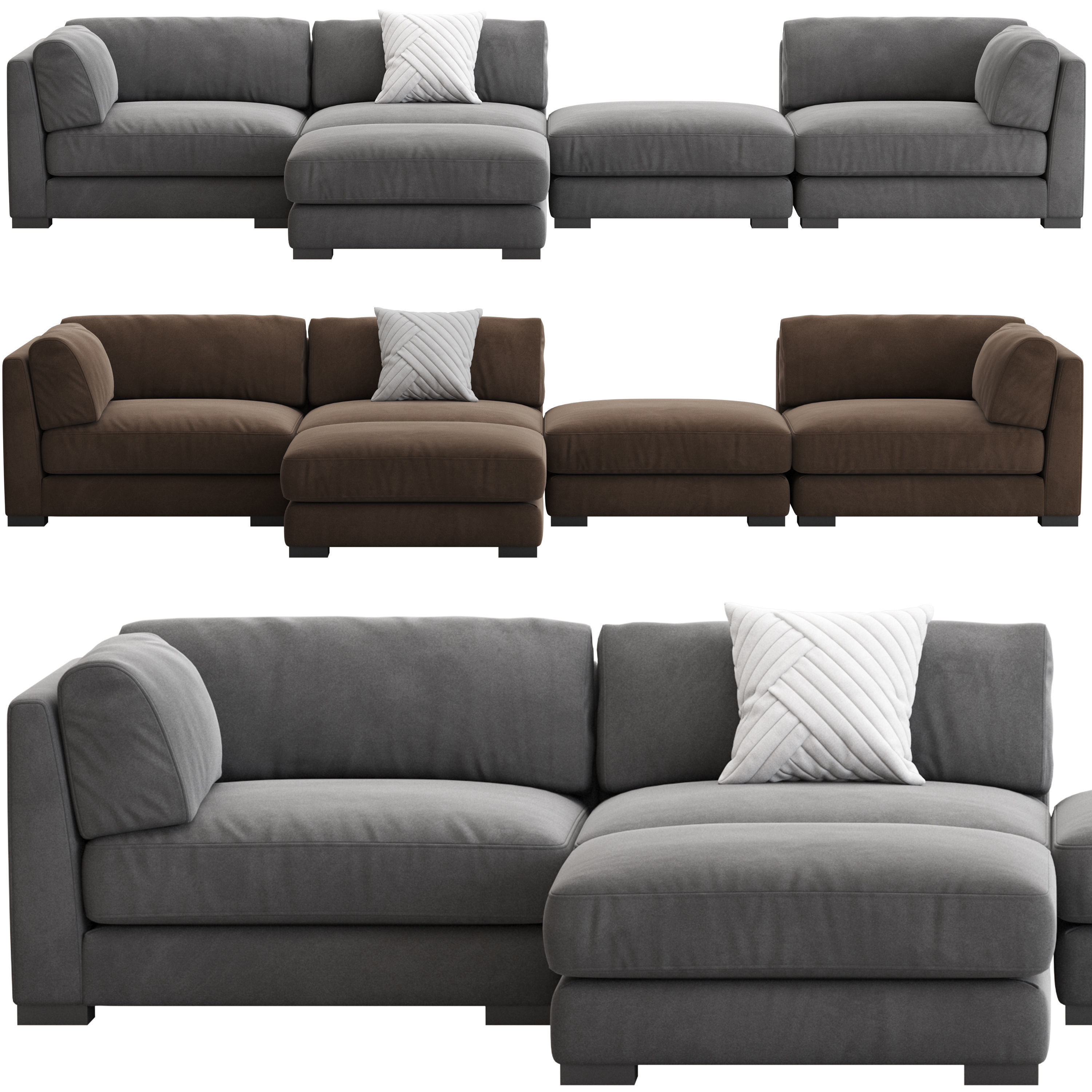 CB2 Plazza Sectional Sofa 3D model_2