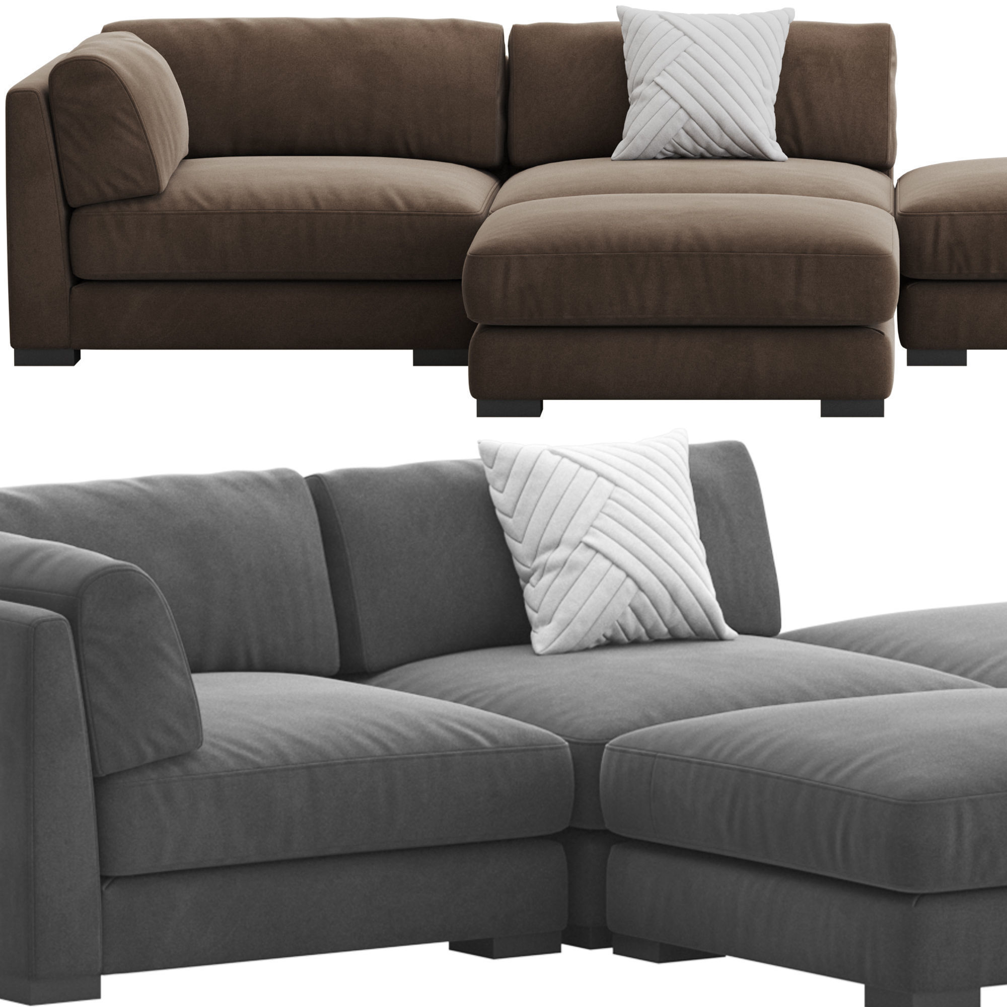 CB2 Plazza Sectional Sofa 3D model_1