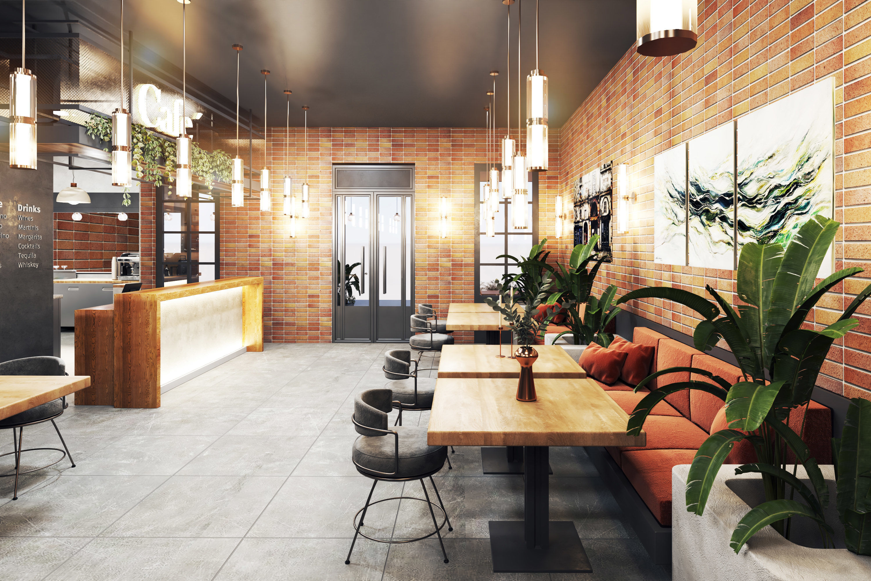 cafe restaurant full design Low-poly 3D model_2