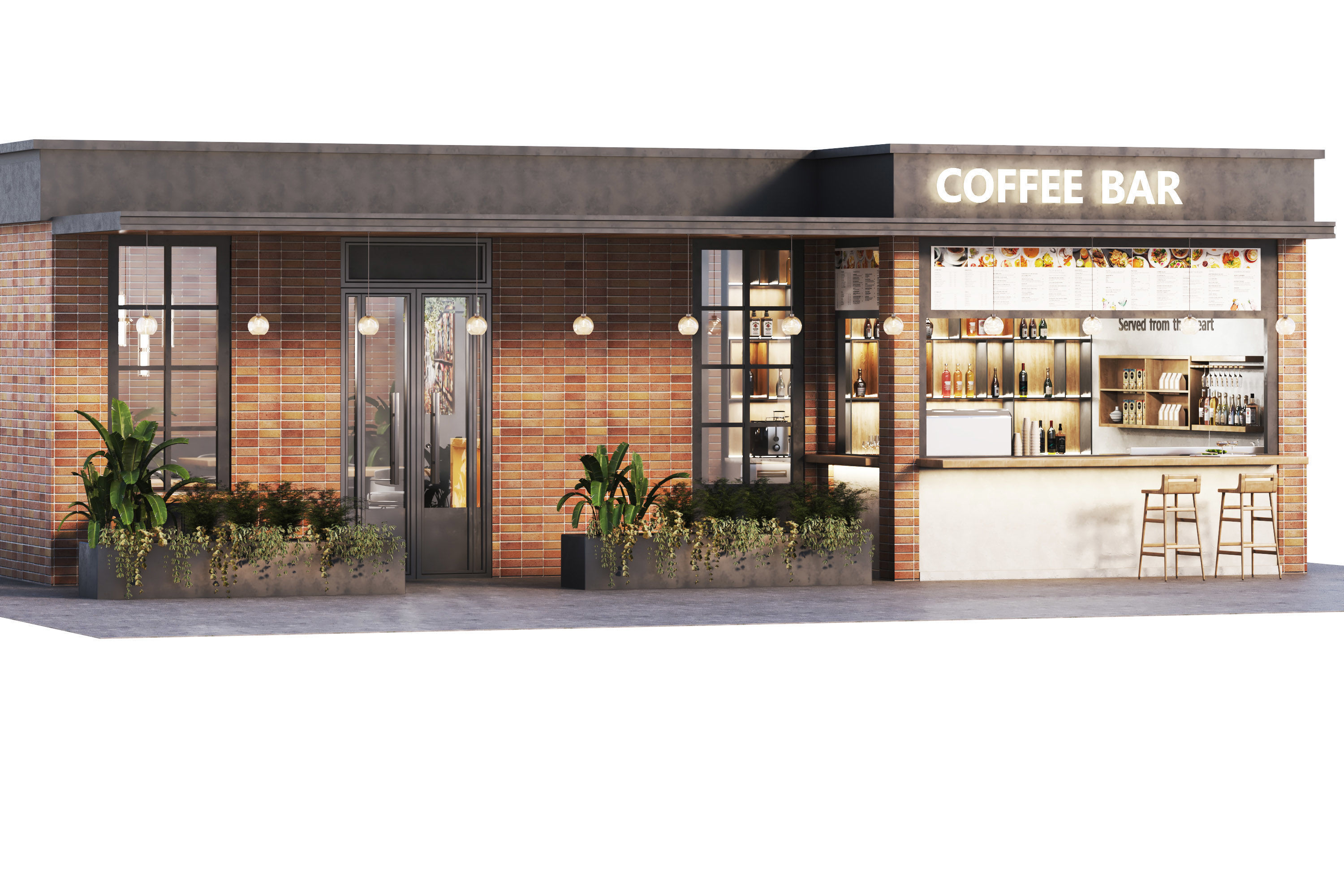 cafe restaurant full design Low-poly 3D model_11