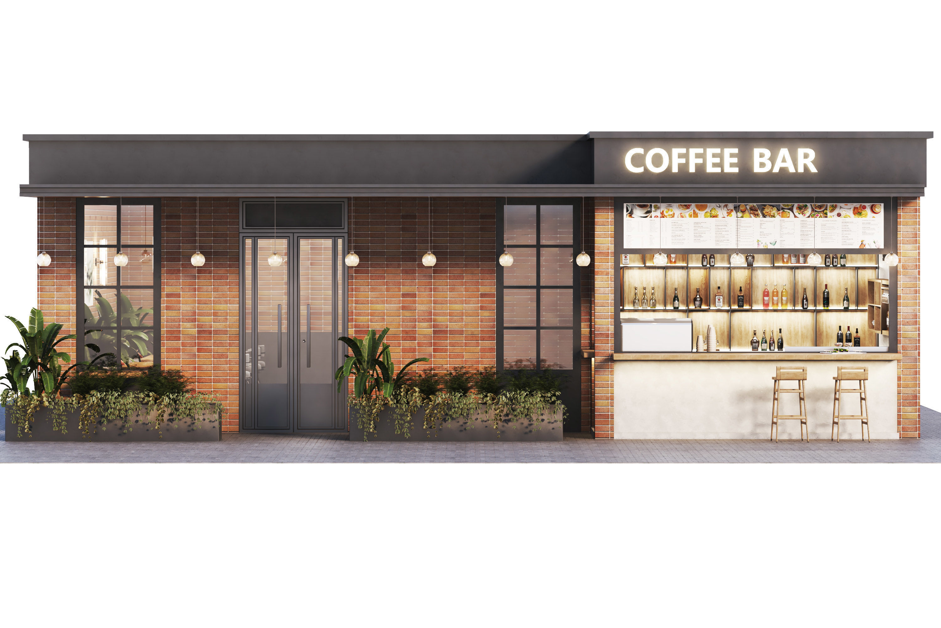 cafe restaurant full design Low-poly 3D model_12