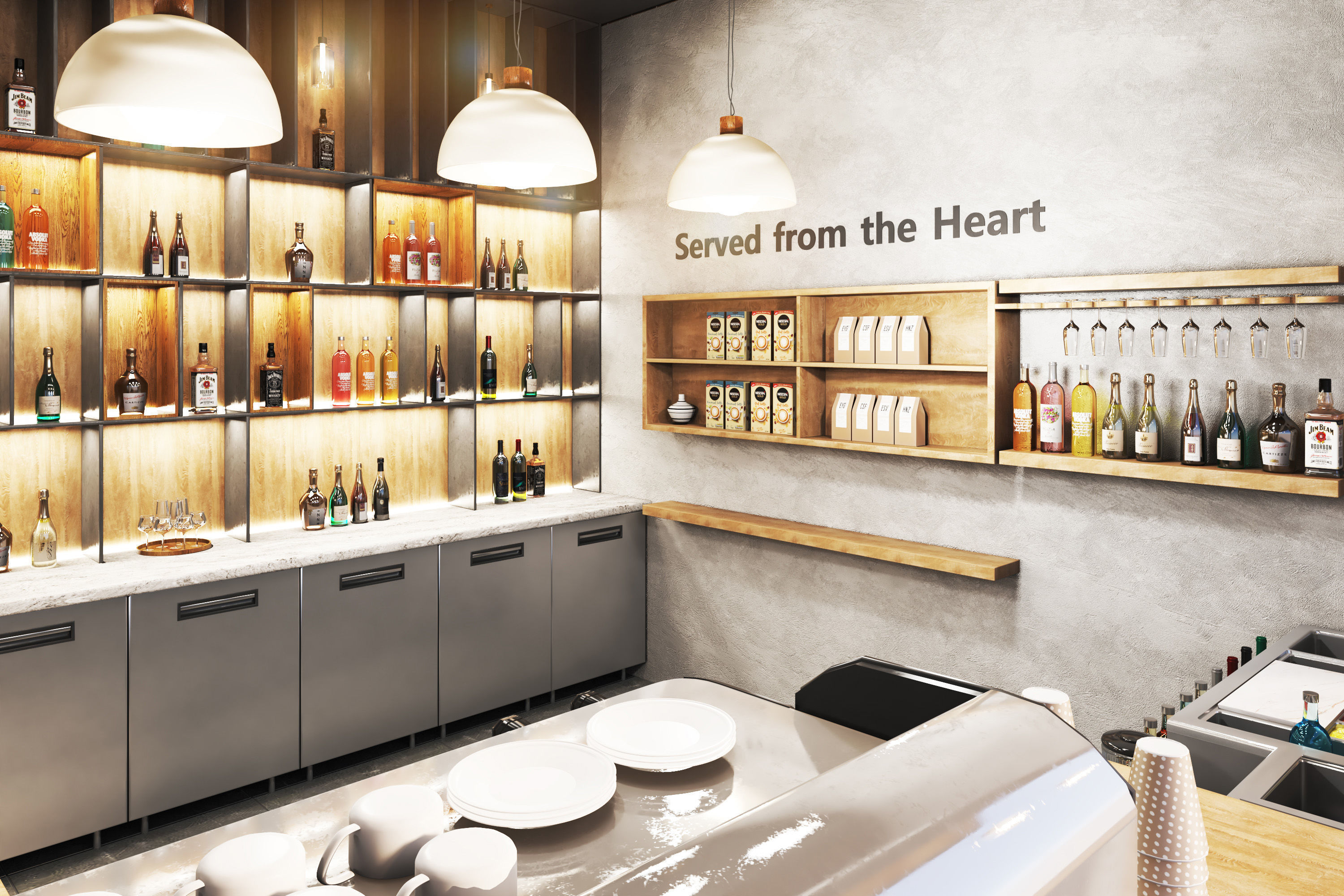 cafe restaurant full design Low-poly 3D model_9