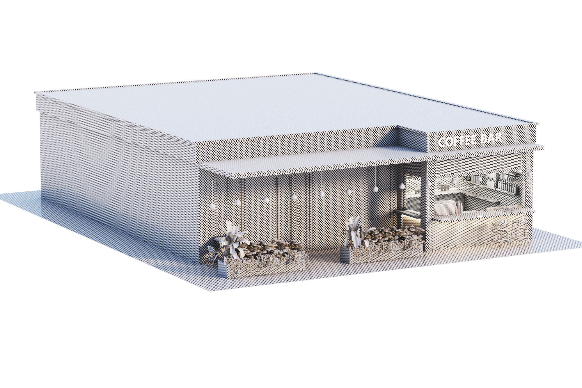 cafe restaurant full design Low-poly 3D model_17