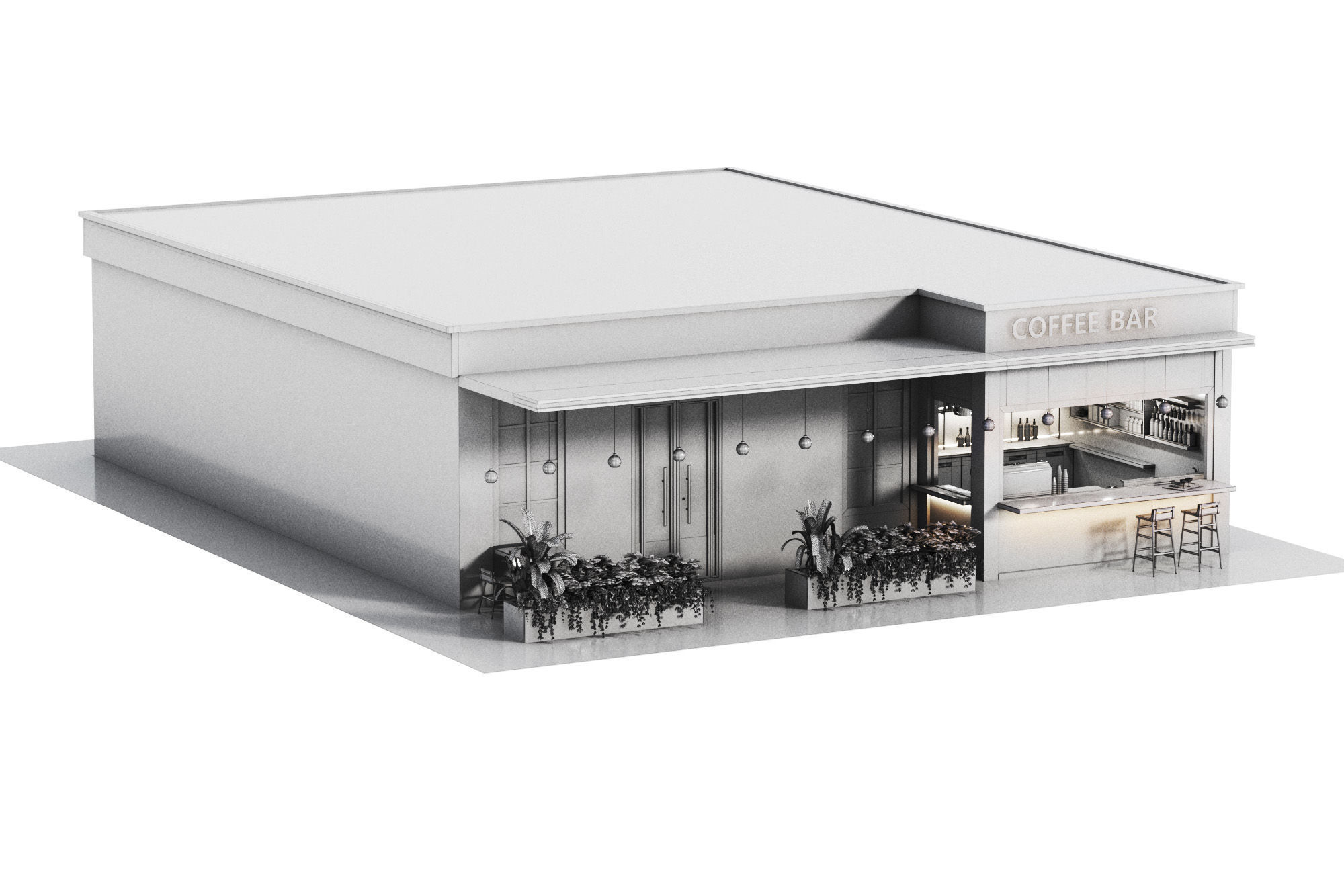 cafe restaurant full design Low-poly 3D model_16