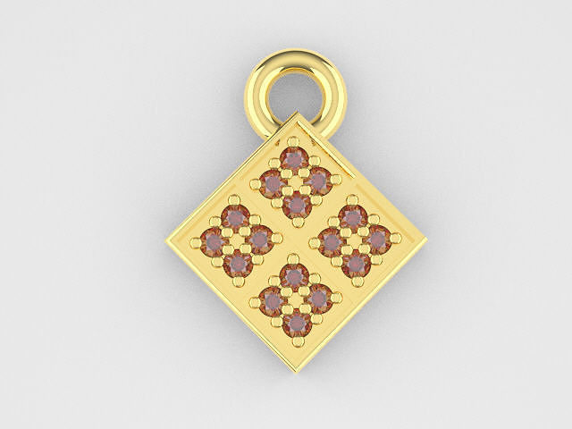 Simple Dimond Shaped Pave Pendant Free 3D print model