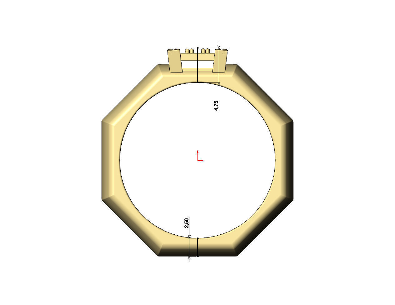 Square diamond cluster dome 8 facetes ring US sizes 7to12 3D print model_6