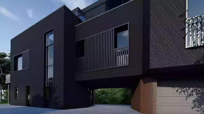 Modern house detailed 3D model 