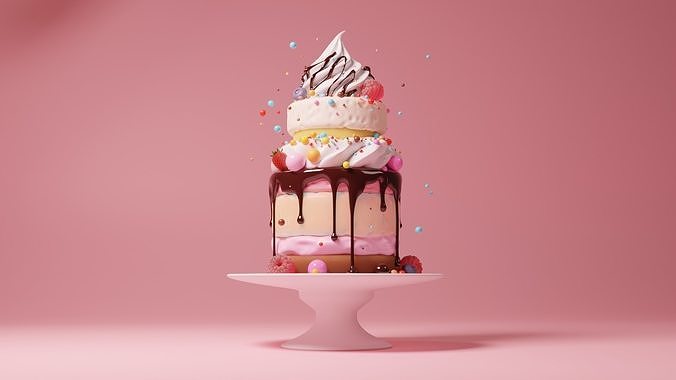 Cream cake 3D model 3D model 2