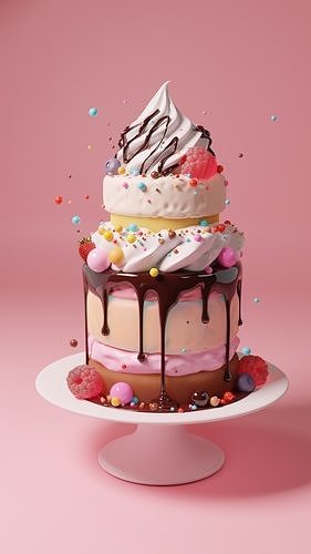 Cream cake 3D model 3D model 7